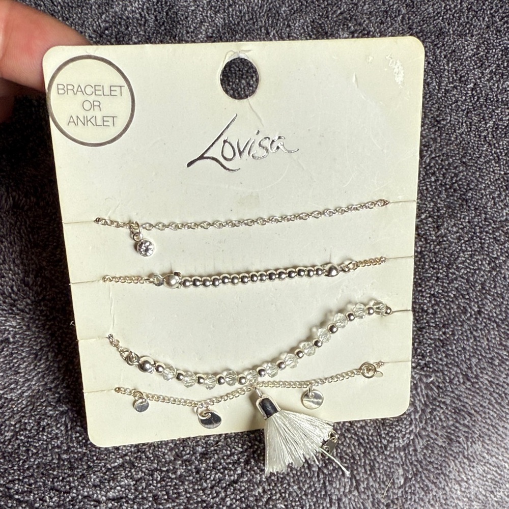 New Silver Plated Bracelet/Anklet Set Adjustable Elevate Your Look any Occasion